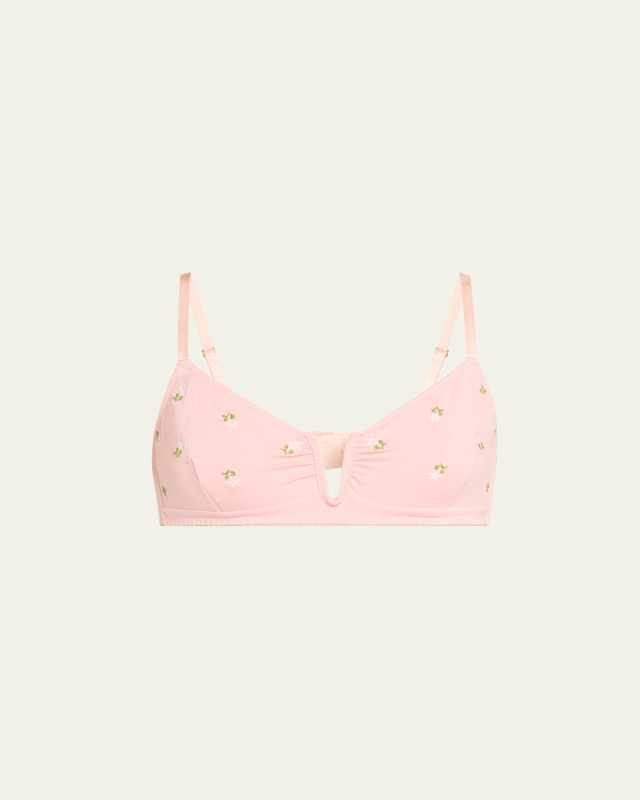 Angela Floral-Embroidered Soft Cup Bra
